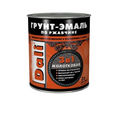 Грунт-эмаль по ржавчине 3 в 1 молотковая, алкидная, медная, 2 л, Dali